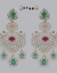Diamond 3-in-1 Convertible Earrings with Natural Emerald, Ruby and Pearl