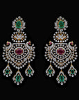 Diamond 3-in-1 Convertible Earrings with Natural Emerald, Ruby and Pearl