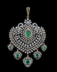 Diamond Necklace With Natural Emerald, Ruby and Pearl Accents