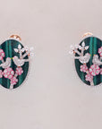 Diamond Love Bird Earrings with Pink Gemstones
