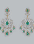 Diamond Floral Filigree Earrings with Natural Emerald, Ruby and Pearl
