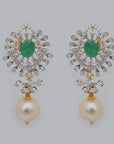 Diamond Guttapusalu Style Earrings with Natural Emerald, Ruby and Pearl
