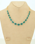 Diamond Halo Necklace with Natural Emeralds With Earring Set