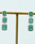 Diamond Halo Necklace with Natural Emeralds With Earring Set
