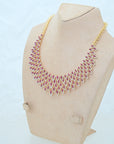 Diamond Necklace with Natural Ruby Drops With Earring Set
