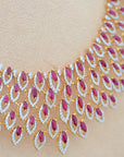 Diamond Necklace with Natural Ruby Drops With Earring Set