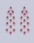Diamond Necklace with Natural Ruby Drops With Earring Set