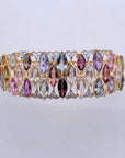 Diamond Statement Bracelet with Natural Multi Colored Sapphires