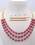 Diamond Three-Row Necklace with Natural Rubies