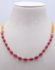 Diamond Three-Row Necklace with Natural Rubies