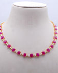 Diamond Statement Necklace With Natural Rubies With Earring Set