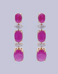 Diamond Statement Necklace With Natural Rubies With Earring Set