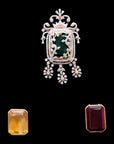 Diamond Pendant with Natural Topaz and Interchangeable Emerald or Ruby