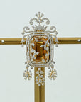 Diamond Pendant with Natural Topaz and Interchangeable Emerald or Ruby