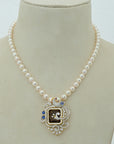 Pearl Necklace with Diamond Pendant and Interchangeable Emerald, Ruby, Sapphire and Tanzanite