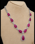Diamond Necklace With Natural Rubies With Earring