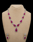 Diamond Necklace With Natural Rubies With Earring