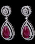 Diamond Necklace With Natural Rubies With Earring