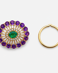 Diamond Floral Cocktail Ring With Natural Emerald And Amethysts