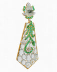 Diamond Earrings with Natural Emerald and Aquamarine