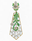 Diamond Earrings with Natural Emerald and Aquamarine