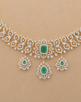 Diamond Necklace with Natural Emerald Drops With Earring Set