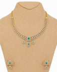 Diamond Necklace with Natural Emerald Drops With Earring Set
