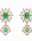 Diamond Necklace with Natural Emerald Drops With Earring Set