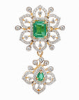 Diamond Necklace with Natural Emerald Drops With Earring Set