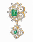 Diamond Necklace with Natural Emerald Drops With Earring Set