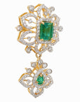 Diamond Necklace with Natural Emerald Drops With Earring Set