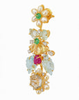 Diamond Floral Necklace With Natural Emerald, Sapphire, Amethyst And Pearls With Earring Set