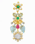 Diamond Floral Necklace With Natural Emerald, Sapphire, Amethyst And Pearls With Earring Set