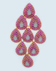 Diamond Earrings with Ruby-Studded Teardrops and Pavé Diamond Accents