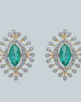 Diamond Necklace Set with Emeralds and Intricate Diamond Detailing With Earring Set