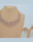 Diamond Necklace with Multicolor Sapphires and Diamond Accents With Earring Set