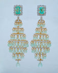 Diamond Chandelier Earrings with Emerald Drops