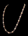 Diamond Necklace Set with Carved Coral and Spinel Floral Detailing