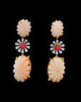 Diamond Necklace Set with Carved Coral and Spinel Floral Detailing