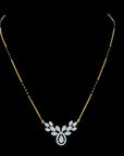 Diamond Necklace With Black Beads And Leaf Detailing