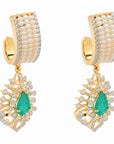 Diamond Necklace Set with Emeralds and Layered Pearls With Earring