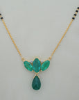 Diamond Mangalsutra With Emerald Drops And Black Onyx Beads