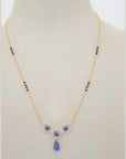 Diamond Mangalsutra with Sapphires, Tanzanite and Black Beads