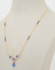 Diamond Mangalsutra with Sapphires, Tanzanite and Black Beads