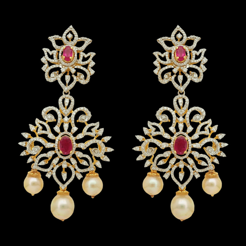 Chandbali/Buttalu and Butta Earrings made of Emeralds, Rubies