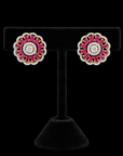 Diamond and Natural Ruby Floral Target Stud Earrings