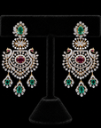 Diamond 3-in-1 Convertible Earrings with Natural Emerald, Ruby and Pearl