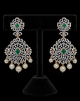 Diamond Guttapusalu Inspired Earrings with Natural Emerald, Ruby and Pearl