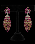 Diamond Tassel Earrings with Natural Rubies