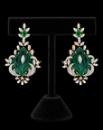Diamond Earrings with Natural Emeralds and Onyx